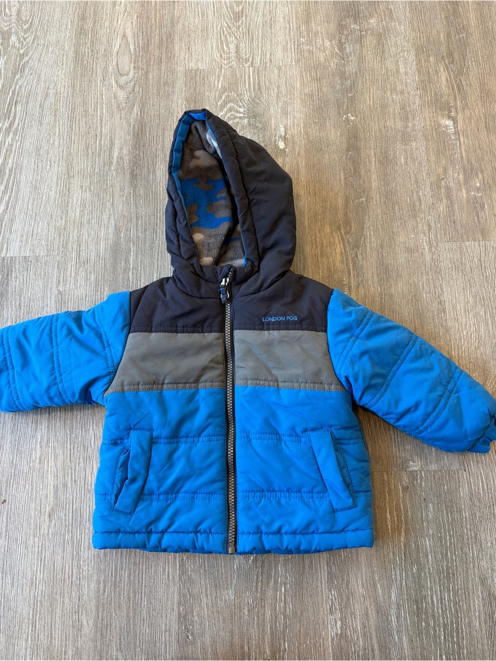 London Fog Boys Blue Hooded Puffer Jacket